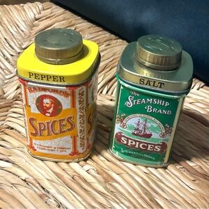 Vintage Radfords Set Salt Pepper Spices Tin Shakers